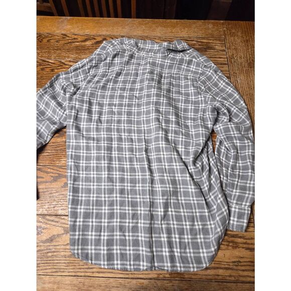 Frank&Eileen Eileen grey&white plaid button down shirt sz Medium - Picture 4 of 4